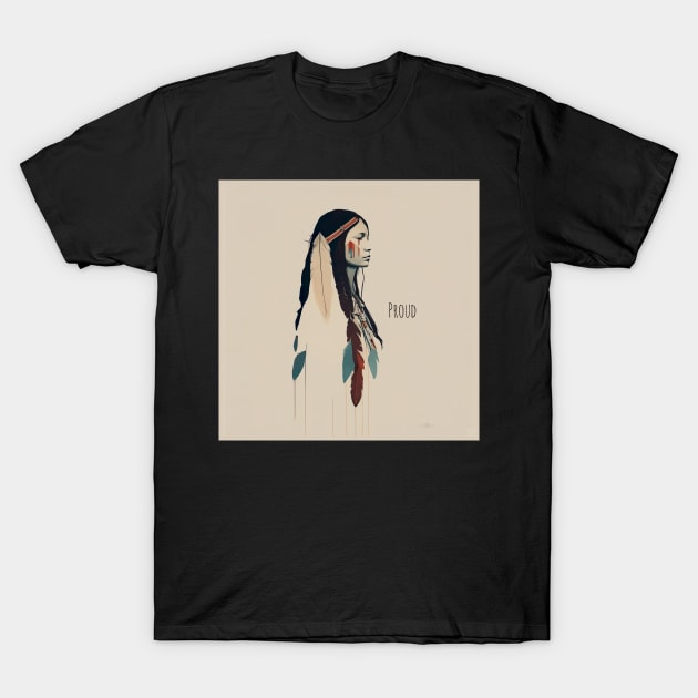 [AI Art] Proud Native American Woman With Headdress T-Shirt by Sissely